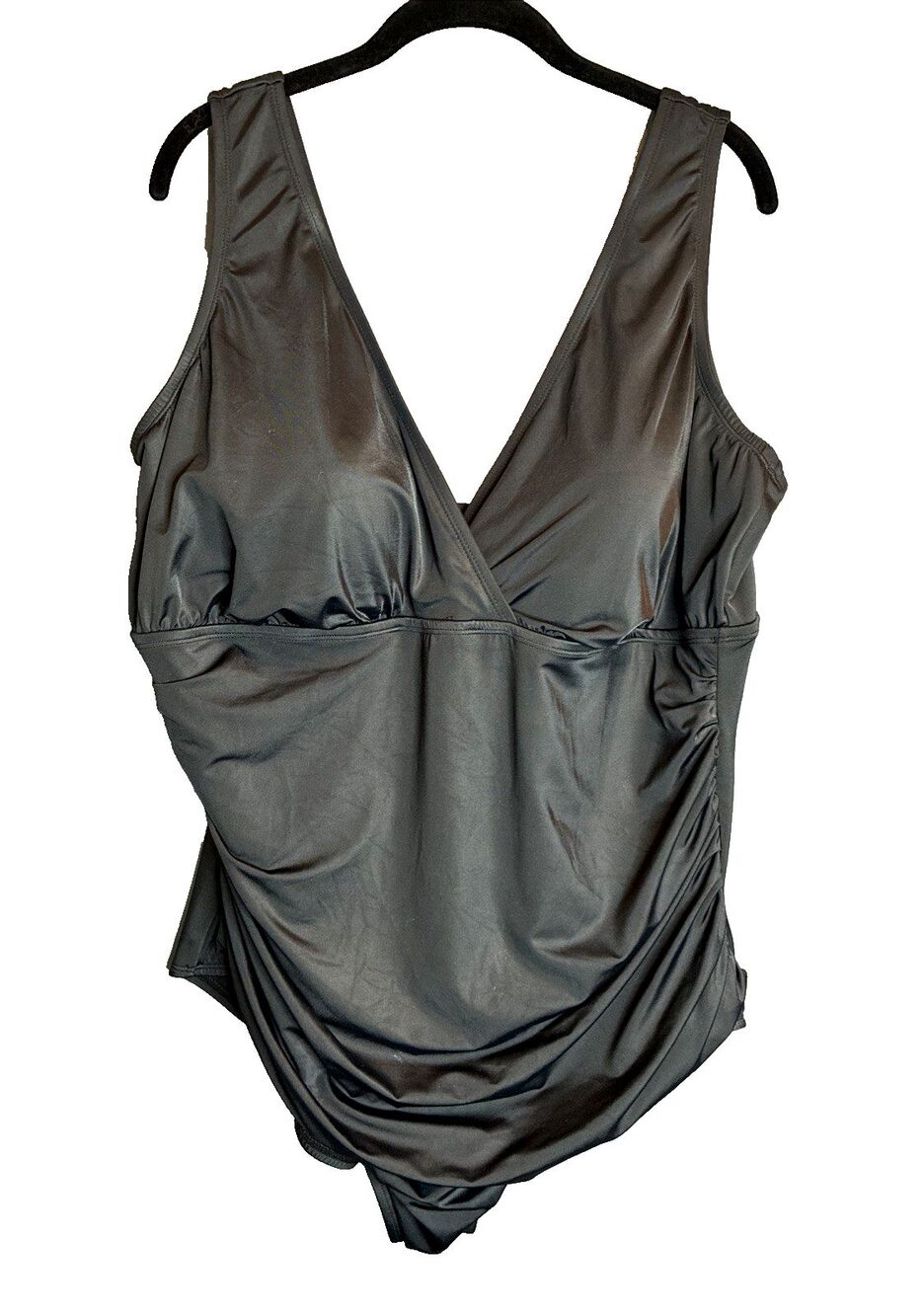 Embrace Your Curves Miracle Brands Swimsuit Sz 3X Black Slimming Modest 1-Piece